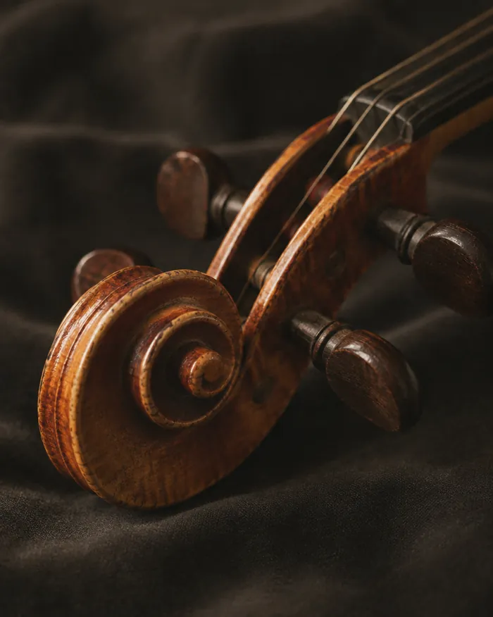 Detail of a baroque violin scroll