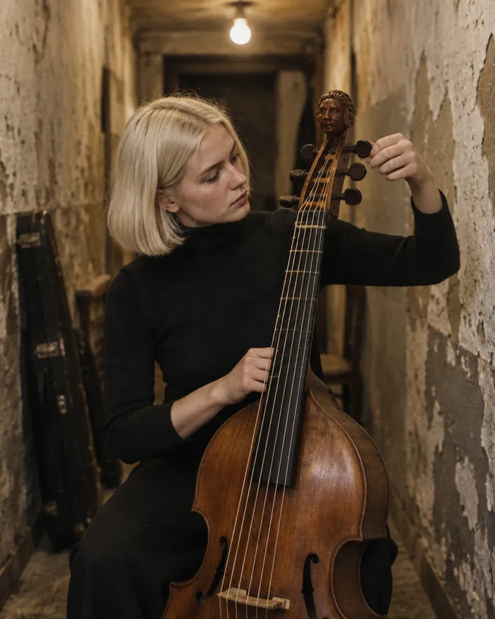Tuning a viola da gamba backstage